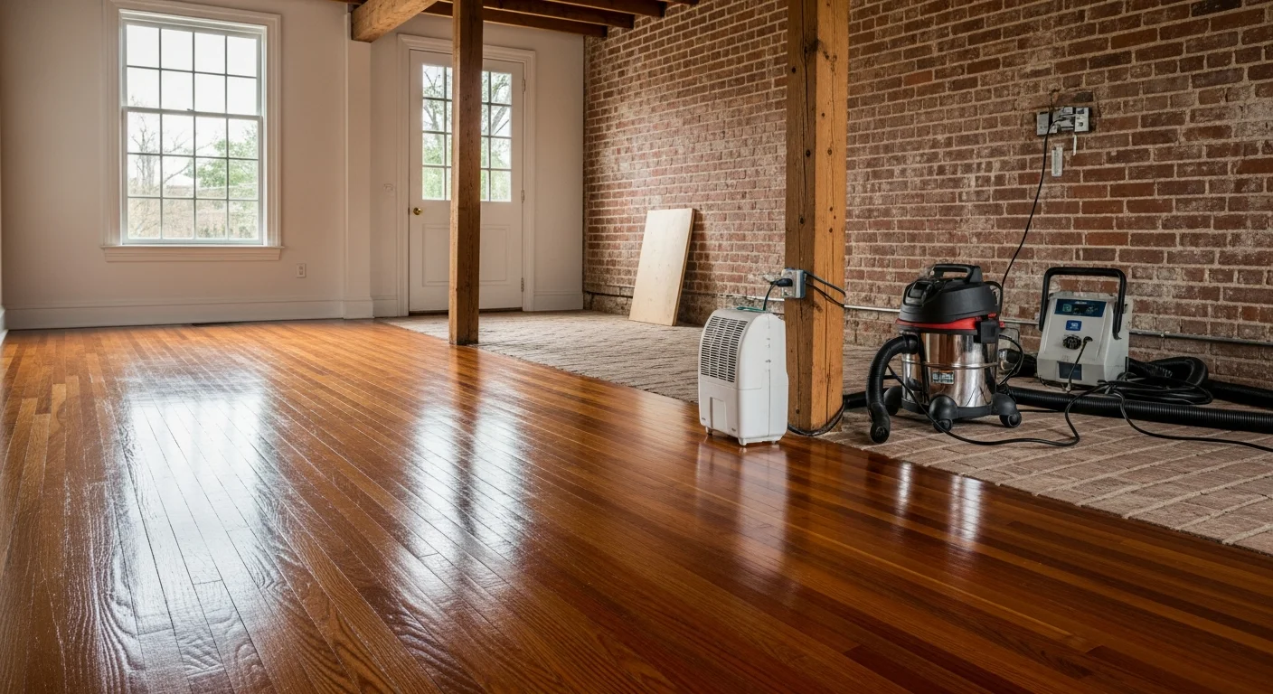 Water damage restoration team removing water from residential basement